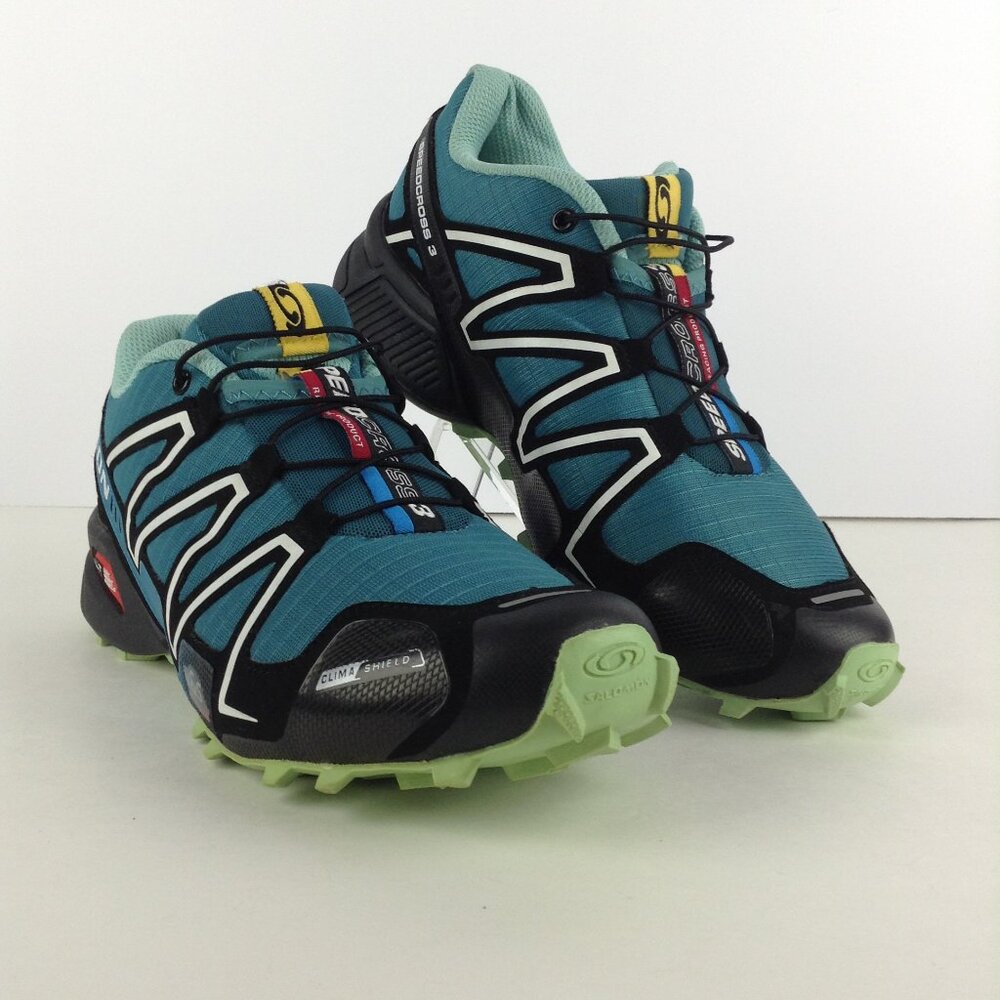 Salomon Womens Speedcross 3 Dark Bay Blue/Black/Celadon Trail Running Shoes Sz 8